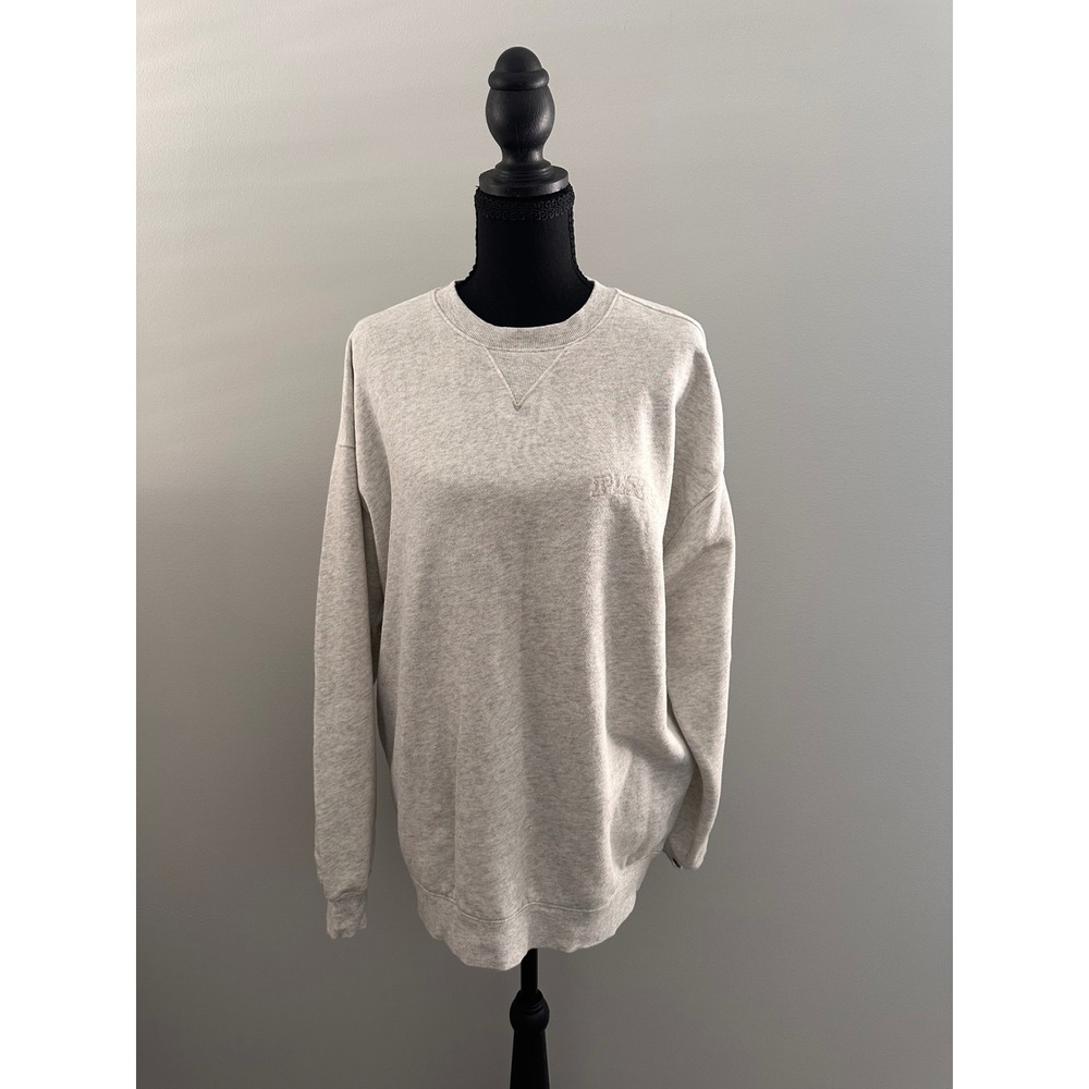 Victoria's Secret PINK Gray Shimmer Crewneck Sweatshirt Small Embroidered Logo